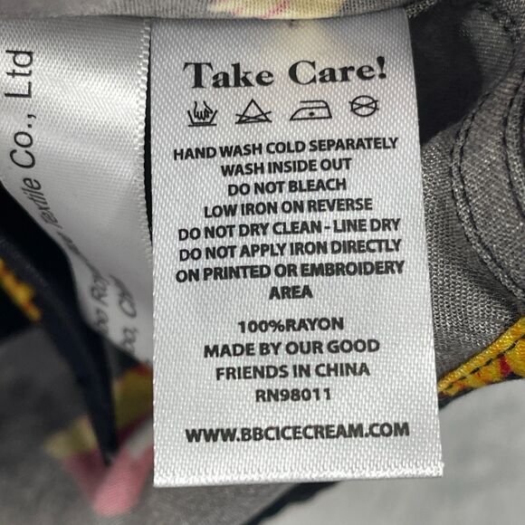 Ice Cream Hawaiian Shirt Boys 9/10 Black French Fry Print Rayon Logo Button Up - Picture 9 of 10